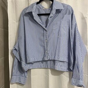 Elan Blue and White Striped Shirt